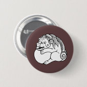 Badge Rond 5 Cm Netsuke shishi (Devant & derrière)