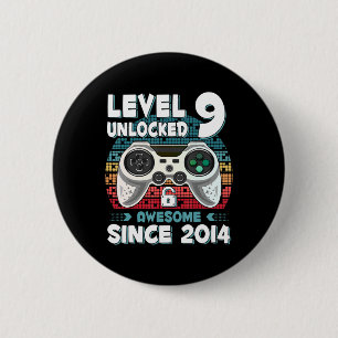 Badge Rond 5 Cm Neuf 9 ans Fête Fils Garçon Amusement Joueur 9ème