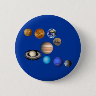 Badge Rond 5 Cm Neuf planètes dans le système solaire