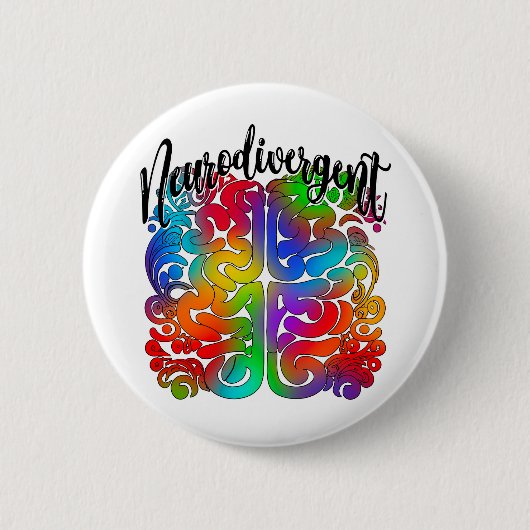 Badge Rond 5 Cm Neurodivergent Rainbow Cerveau pour l'acceptation (Devant)