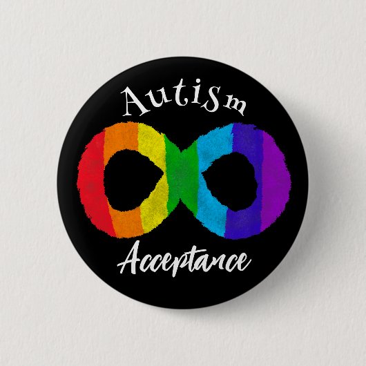 Badge Rond 5 Cm Neurodiversité Autisme Acceptation Arc-en-ciel (Devant)