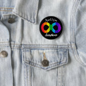 Badge Rond 5 Cm Neurodiversité Autisme Acceptation Arc-en-ciel (En situation)