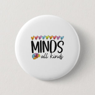 Badge Rond 5 Cm Neurodiversité colorée L'autisme Célèbre L'Esprit 