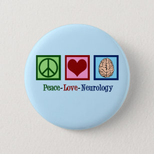 Badge Rond 5 Cm Neurologie Peace Love - Neurologue