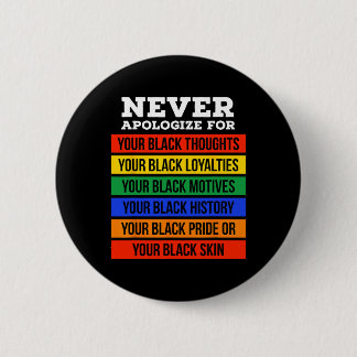 Badge Rond 5 Cm Never Apologize For Your Blackness - Black History