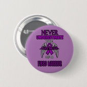 Badge Rond 5 Cm Never...Fibro Warrior (Devant & derrière)