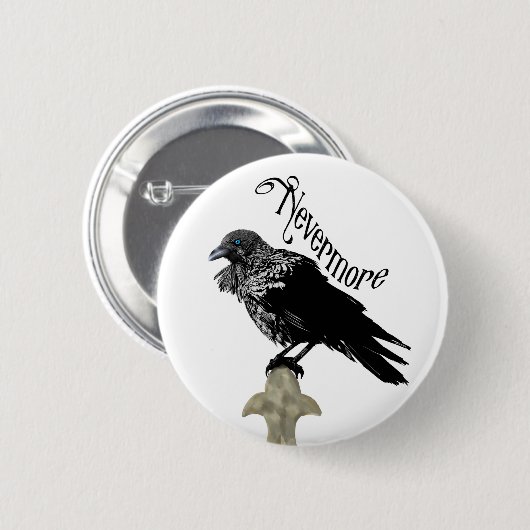 Badge Rond 5 Cm Nevermore Raven (Devant & derrière)