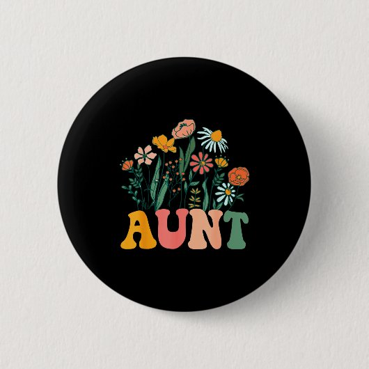 Badge Rond 5 Cm New Aunt Wildflower First Birthday & Baby Show (Devant)