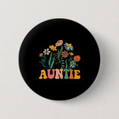 Badge Rond 5 Cm New Auntie Wildflower First Birthday & Baby Sh (Devant)