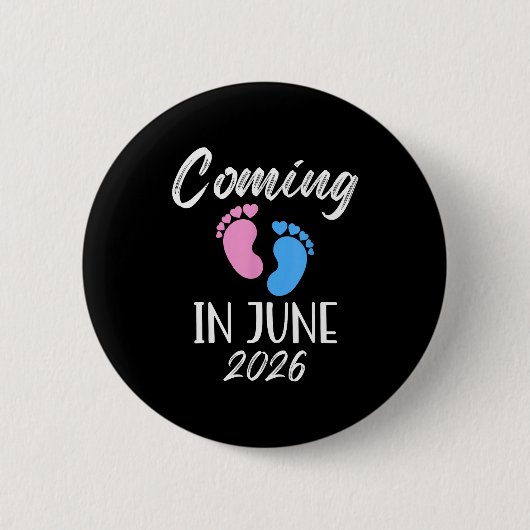 Badge Rond 5 Cm New Baby Coming In June 2026 Funny Baby Shower Boy (Devant)