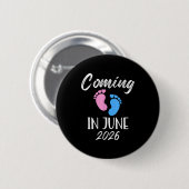 Badge Rond 5 Cm New Baby Coming In June 2026 Funny Baby Shower Boy (Devant & derrière)