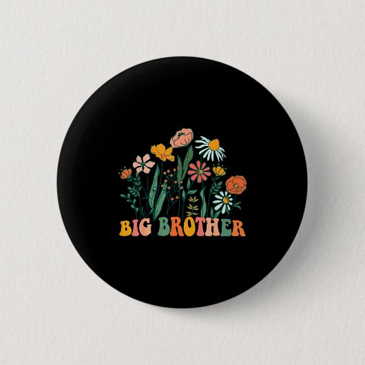 Badge Rond 5 Cm New Big Brother Wildflower First Birthday & Ba (Devant)