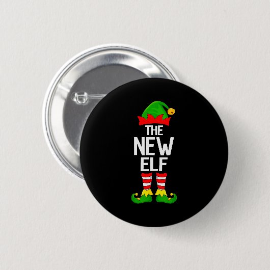 Badge Rond 5 Cm New Elf Xmas Matching Family Elf Squad Christmas (Devant & derrière)