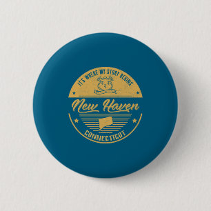 Badge Rond 5 Cm New Haven Connecticut C'est Où Mon Histoire Commen