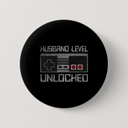 Badge Rond 5 Cm New Husband Level Unlocked Just Married Gamer Bach (Devant)
