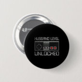 Badge Rond 5 Cm New Husband Level Unlocked Just Married Gamer Bach (Devant & derrière)