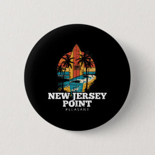 Badge Rond 5 Cm New Jersey Point Pleasant Planche de Surf Surf Rét