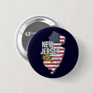 Badge Rond 5 Cm New Jersey United States Retro Map USA Souvenir