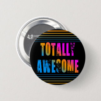 Badge Rond 5 Cm NEW WAVE VINTAGE 80s RETRO TOTALLY AWESOME STRIPES