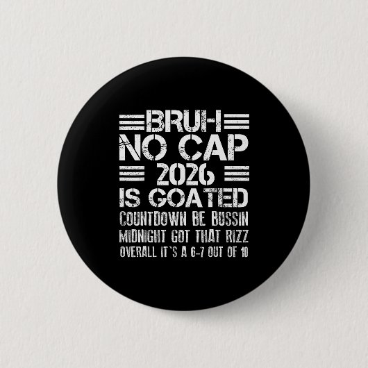 Badge Rond 5 Cm New Year 2026 Bruh No Cap Countdown Bussin Funny R (Devant)