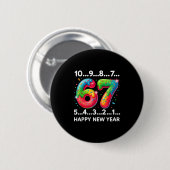 Badge Rond 5 Cm New Year 67 Candy Countdown Funny Happy New Year 2 (Devant & derrière)