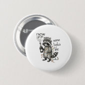 Badge Rond 5 Cm New Year Same Baka Life Funny Raccoon New Year's E (Devant & derrière)
