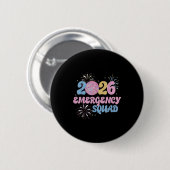 Badge Rond 5 Cm New Years 2026 Eve Emergency Squad Disco Ball Fire (Devant & derrière)