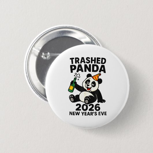Badge Rond 5 Cm New Years Eve 2026 Trashed Panda Premium  (Devant & derrière)
