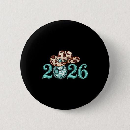 Badge Rond 5 Cm New Years Eve Party Supplies 2026 Western Nk Cowgi (Devant)