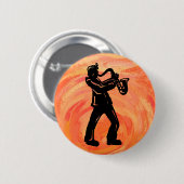 Badge Rond 5 Cm New York Boogie Nights Saxophone Orange (Devant & derrière)