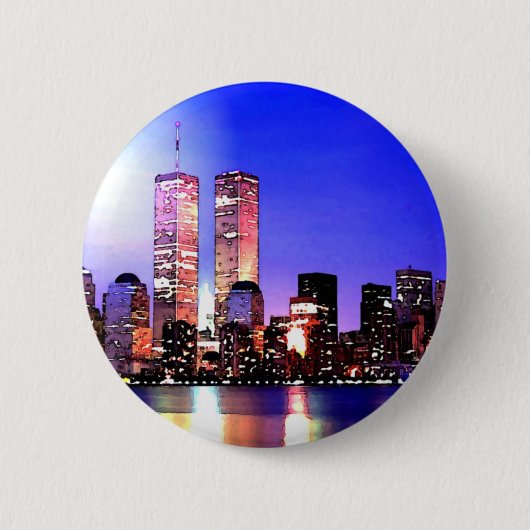 Badge Rond 5 Cm New York City la nuit (Devant)