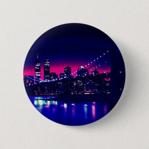 Badge Rond 5 Cm New York City la nuit