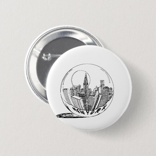 Badge Rond 5 Cm New York dans une boule de verre (Devant & derrière)