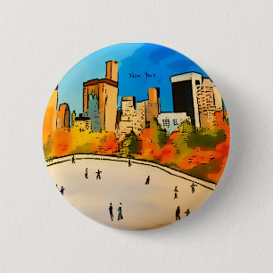 Badge Rond 5 Cm New York Ice rink Central Park