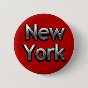 Badge Rond 5 Cm New York industriel - sur le rouge