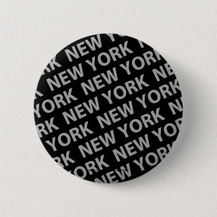 Badge Rond 5 Cm New York Motif Grey