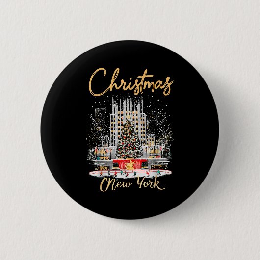 Badge Rond 5 Cm New York Ny Christmas Girl Trip Matching (Devant)
