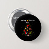 Badge Rond 5 Cm Newfoundland Christmas Tree Xmas Dog Lover (Devant & derrière)