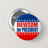 Badge Rond 5 Cm "NEWSOM for PRESIDENT" Button (Devant & derrière)