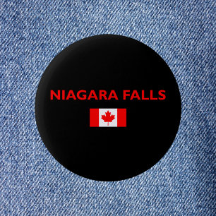 Badge Rond 5 Cm Niagara Falls Canada Drapeau canadien Couleur fonc
