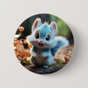 Badge Rond 5 Cm Nibbly - l'écureuil bleu