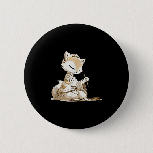 Badge Rond 5 Cm Nice Japon Kitsune Costume Pour Les Amateurs De Ca (Devant)