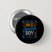 Badge Rond 5 Cm Nice Jewish Boy Hanukkah Menorah Dreidel Ugly Swea (Devant & derrière)