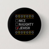 Badge Rond 5 Cm Nice Naughty Juif Laide Hanoukka Sweater Funny Ch (Devant)