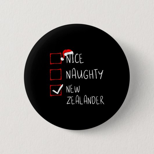 Badge Rond 5 Cm Nice Naughty New Zealander Christmas New Zealand H (Devant)
