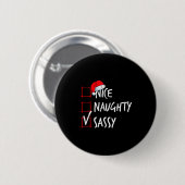 Badge Rond 5 Cm Nice Naughty Sy Christmas List Santa Costume Xmas (Devant & derrière)