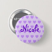 Badge Rond 5 Cm Nicole en violet (Devant & derrière)