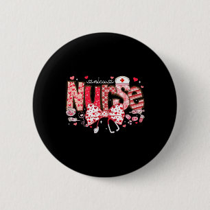 Badge Rond 5 Cm Nicu Nurse Stethoscope Coquette Bow Coeur Valentin