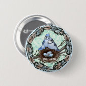 Badge Rond 5 Cm Nid de geai bleu (Devant & derrière)