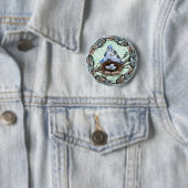 Badge Rond 5 Cm Nid de geai bleu (En situation)
